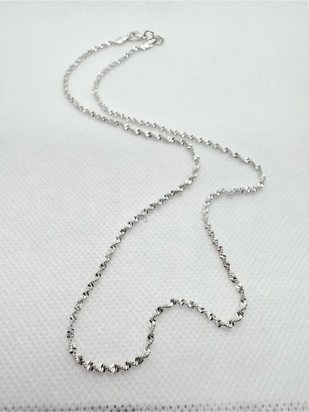 Sterling Silver Twisted Rope Chain Necklace - Silver